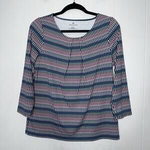 Talbots Women’s Striped Geometric Nylon Stretch Top Size Medium